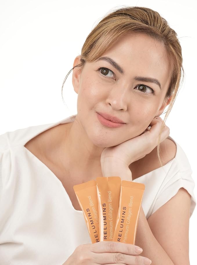 Relumins Premium Marine Collagen Pineapple Flavor 10 Sachets and Gluta 1000 Vegetarian Capsule Skin Support - Bundle