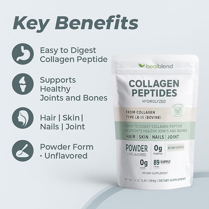 Bovine Collagen Powder Hydrolyzed Multi Collagen Peptides Powder Supplement: for Collagen Protein Coffee and Healthy Hair Skin Nails - 45 Servings (2)