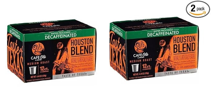 Cafe Ole HEB Single Serve Coffee Pods 12 count - 2 boxes (Houston Blend Decaf)