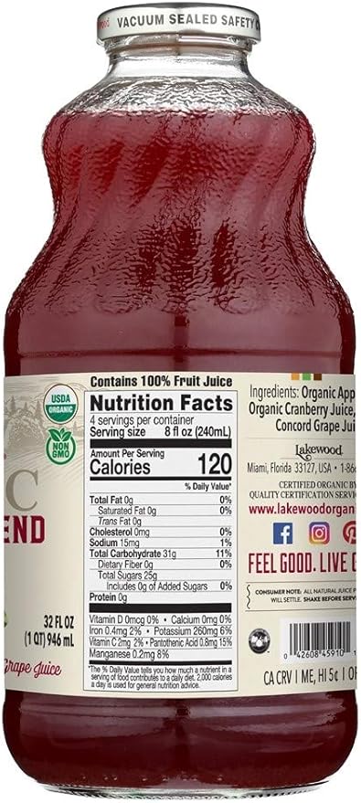 LAKEWOOD Juice-ORG-Cranberry Blend