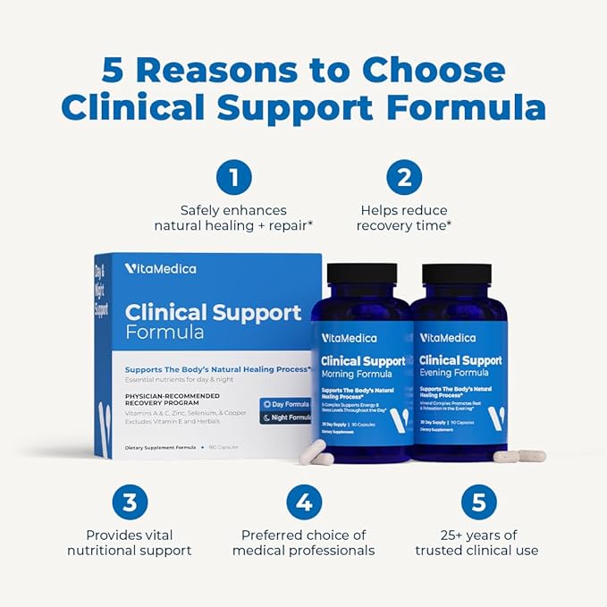 VitaMedica Clinical Support Formula - Supports Wound Healing &amp Bruising - Pre &amp Post-Op Surgery Essential &amp Injury Recovery Multivitamin Supplement