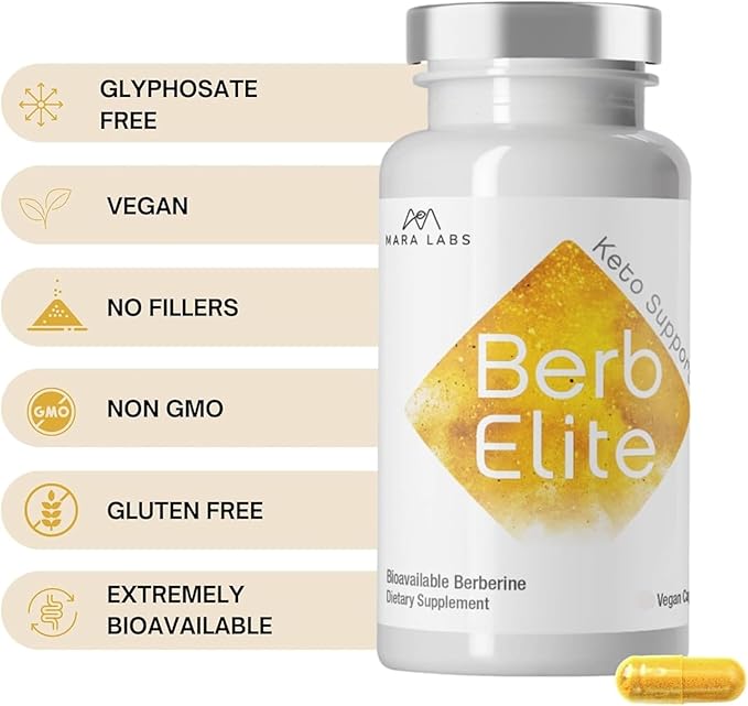 Mara Labs BerbElite | 350mg Berberine HCL &amp Broccoli Seed Complex for Increase Bioavailability | 60 Vegan Capsules