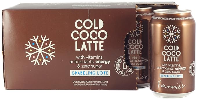 KauffmanTreats Frannie Sparkling Beverage- Zero Calories &amp Sugar Aspertame Free: 24-Ct Case 12 Oz. Cans (Cold Coco Latte)