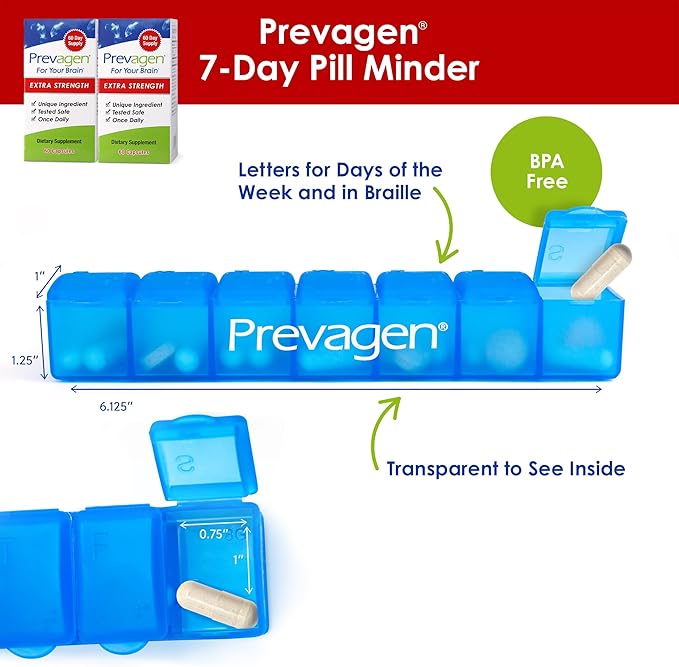 Prevagen Extra Stregnth - 120 Capsules (4 Month Supply) | Formulated for Your Brain | 20mg of Apoaequorin Plus Vitamin D3 with 7-Day Pill Minder