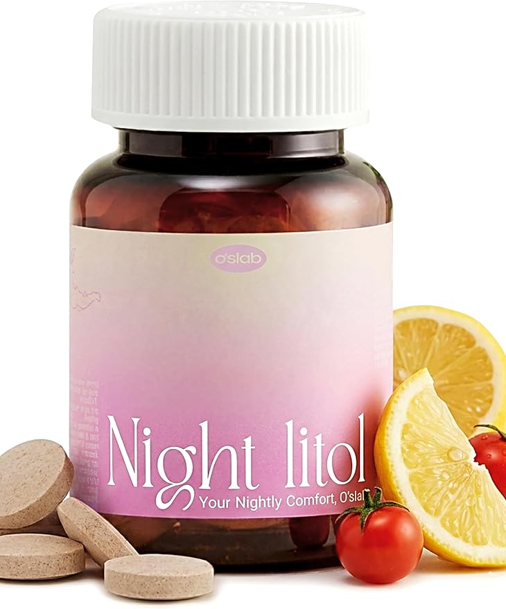 O'slab Nightlitol Night Mints – Korean Viral Sleep &amp Relaxation Support – Plant-Derived Melatonin (2mg) from Tomato Extract &amp L-Theanine 200mg – Lemon Peppermint Chewable Mints 30 Count