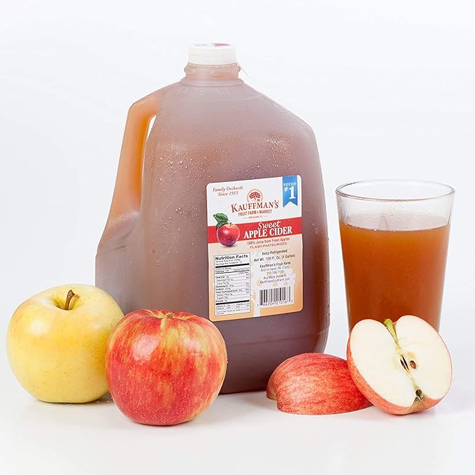 Kauffman's Fruit Farm Orchards Homemade Fresh-Pressed Apple Cider Frozen for Shipping 0.9 Gallon (Pack of 4)