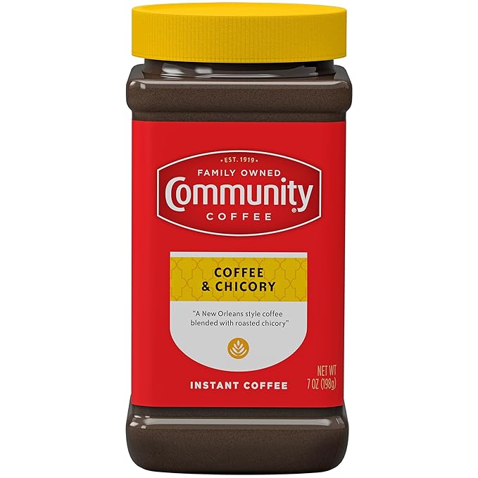 Community Coffee Coffee and Chicory Instant Coffee Medium Dark Roast 7 oz Jar (Pack of 4)