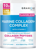 Marine Collagen Powder Unflavored - 10g Type I Hydrolyzed Collagen Peptides with Natural Acerola Vitamin C Antioxidant - Hair Skin Nails Vitamins for Women &amp Men- Pro-Aging Beauty Supplement - 9