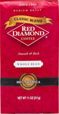 Red Diamond Whole Bean Coffee Classic Blend Medium Roast Premium Arabica Whole Beans Smooth &amp Rich Flavor 11 Ounce Resealable Bag