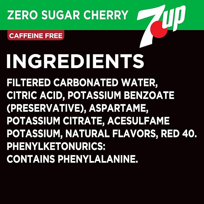 Cherry Zero Sugar seven.Soda 12 fl. oz. Cans 7 up 12 Pack (Pack of 2)