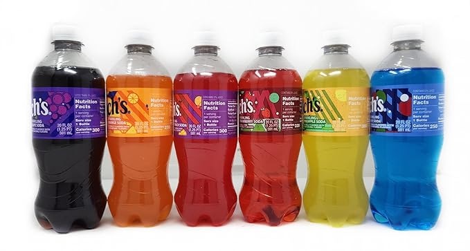 Fruit Flavored Sparkling Soda Pop Soft Drink 20oz Plastic Bottles (6pack variety Fruit Punch Grape Strawberry Berry Pineapple Orange)