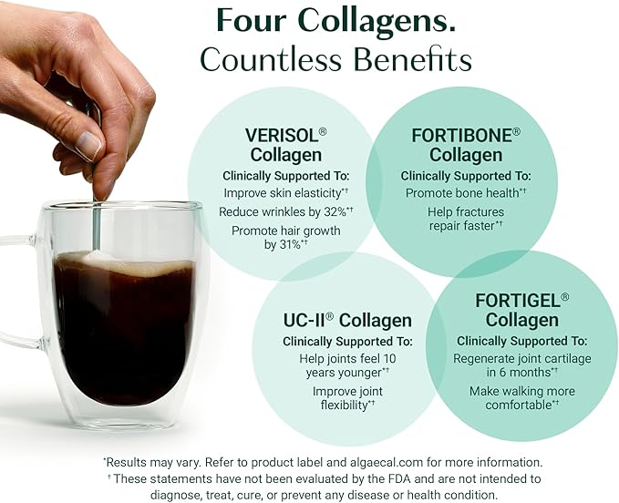 ALGAECAL Calcium Vitamin D3 &amp Collagen Bundle – Hydrolyzed Collagen with Clinically-Supported Verisol Fortibone &amp Fortigel Plus Calcium Vitamin ADEK &amp Trace Minerals for Bone Health &