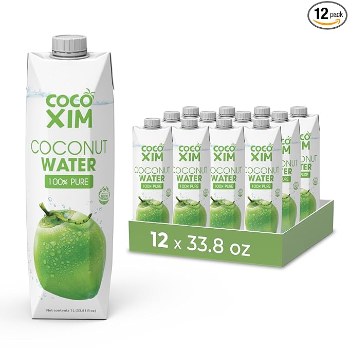 COCOXIM Ready to Drink Pure Coconut Water - 33.8 oz (Pack of 12)| Zero Added Sugar |100% Natural &amp Fresh with Electrolytes &amp Nutrients | Halal &amp Kosher Certified | Alternative to Soda Sof