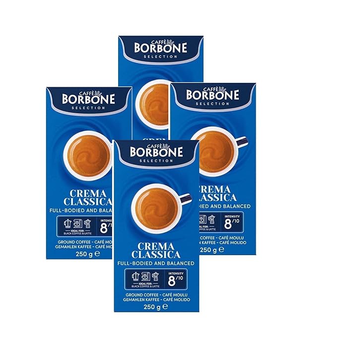 Caffè Borbone Ground Coffee Crema Classica Premium Coffee Blend Full-Bodied Balanced Creamy and Smooth Taste Made in Italy - 8.8 ounce (Pack of 4)