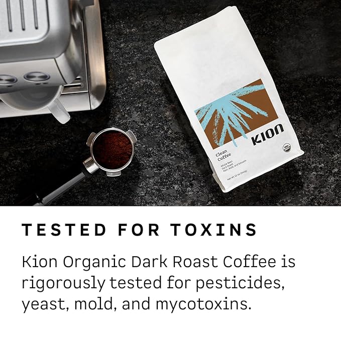 Kion Organic Ground Coffee | Best Tasting Purest Highest Antioxidant Healthiest Coffee | Dark Roast 12 Oz