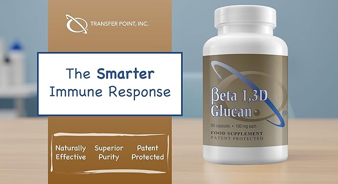 Transfer Point Immune Support Supplement Highly Purified Beta 13D Glucan 100 mg per Capsule (beta-glucan Fiber) (Pack of 3)