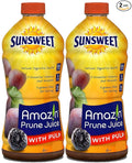 Sunsweet Amazin Prune Juice with Pulp - 32 oz Bottle - Pack of 2 - Fat Free - Gluten Free - Vegan - High in Natural Minerals and Dietary Fiber - Natural Digestive Help