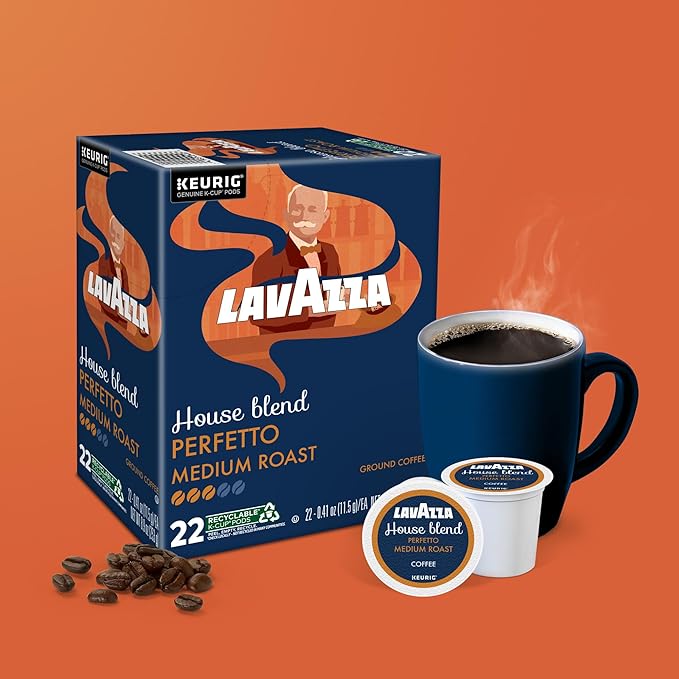 Lavazza House Blend Perfetto Single-Serve Keurig K-Cup Pods Medium Roast Coffee 88-Count Box (4 Packs of 22)