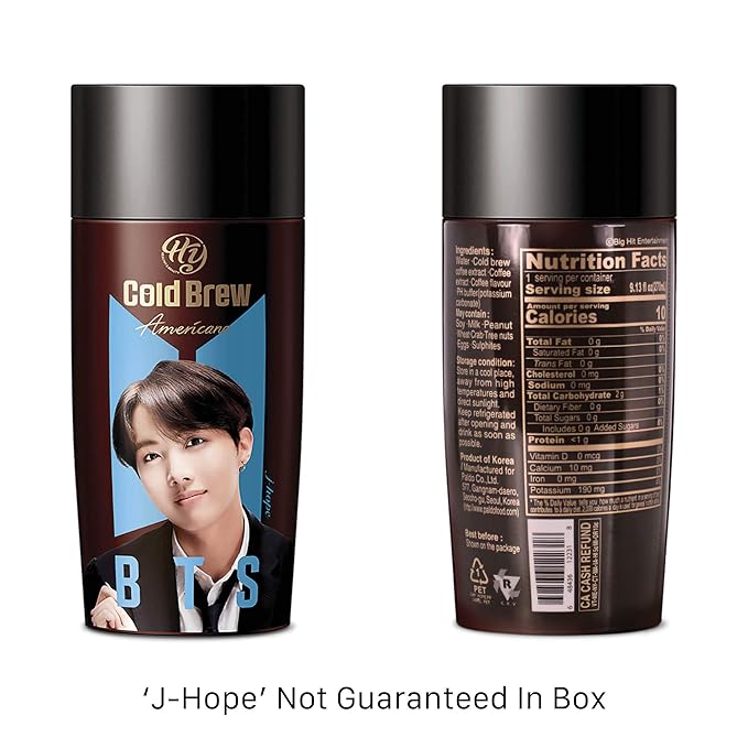 PALDO BTS BangTan Kpop Cold Brew Americano Coffee Bottled Drinks Ready To Drink Unsweetened Beverage Bottle Random Assortment Box (24 Pack x 9.13 Fl Oz)