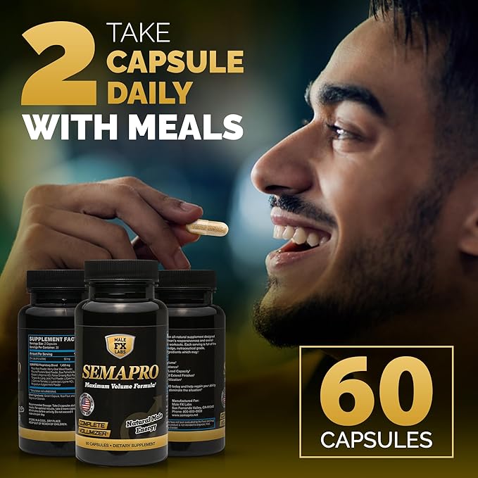 Extreme Semen Volumizer and Male Energy Formula - All Natural Endurance Stamina &amp Semen Health - 60 caps (1 Month Supply)