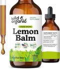 Wild &amp Organic Lemon Balm Tincture - Mood Support Supplement - Melissa Lemon Balm Leaf Extract Drops - Vegan Sugar &amp Alcohol-Free Calming Supplement - 4 fl oz