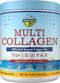 Terranics Multi Collagen Peptides Powder Type I II III V X Hydrolyzed Collagen for Women+Men Collagen Supplements Fast Dissolve Unflavored Colageno No Sugar Keto 16oz