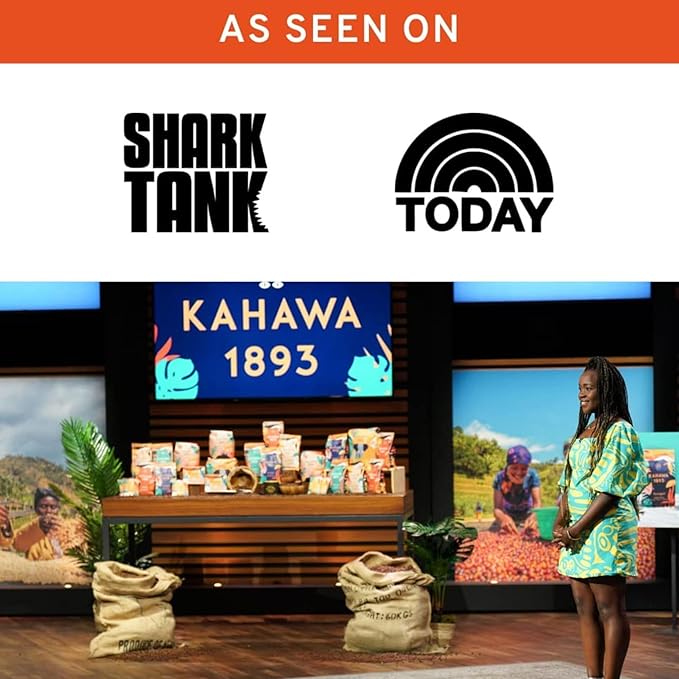 Kahawa 1893 Whole Bean Coffee Medium-Roast Tanzania Peaberry Blend 24 Oz - As Seen on Shark Tank High Antioxidants Naturally Sweet Organically Grown Ethically &amp Sustainably Sourced (Pack of 2)