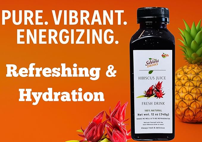 SaVana DrinKs Hibiscus Juice 12oz – 15 Pack | Natural Hibiscus &amp Pineapple Drink | Antioxidant-Rich &amp Refreshing Beverage for Weight &amp Wellness
