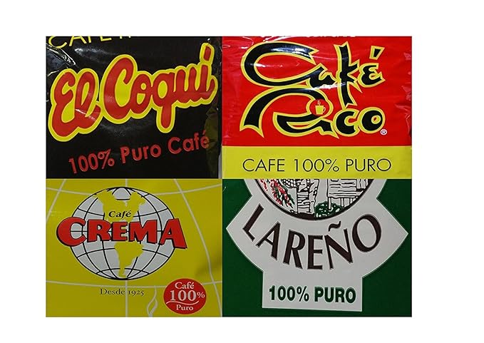 Puerto Rican Variety Pack Ground Coffee - 4 Local Favorites in 8 Ounce Bags (Lareno Rico Coqui and Crema)