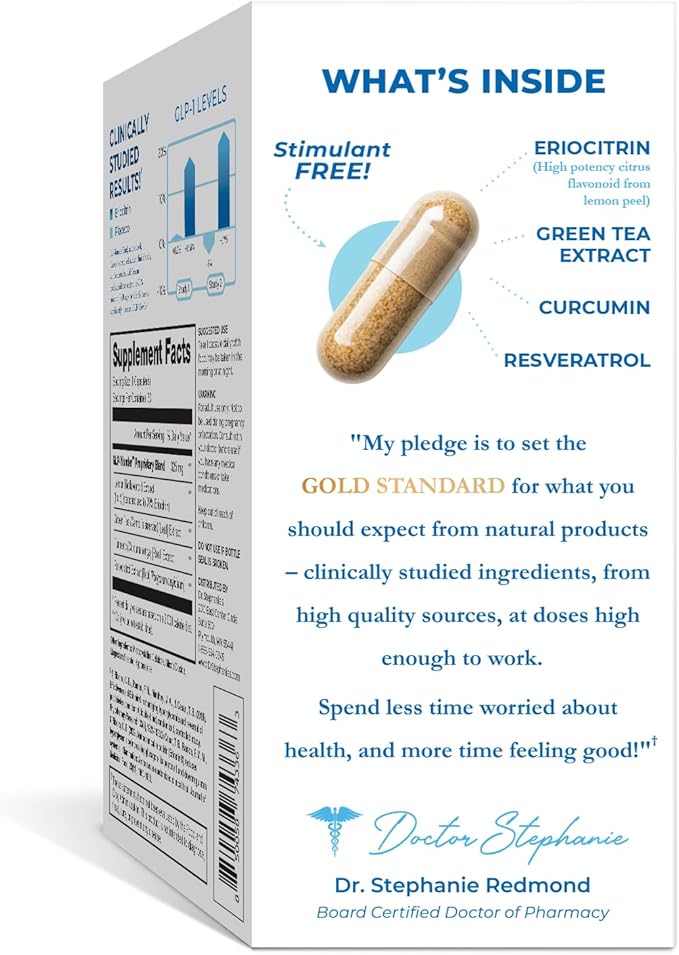 Dr. Stephanie's GLP-Wonder Natural GLP-1 Boosting Supplement - Control Hunger &amp Appetite Fight Cravings - Side-Effect Free Support (Pack of 2)