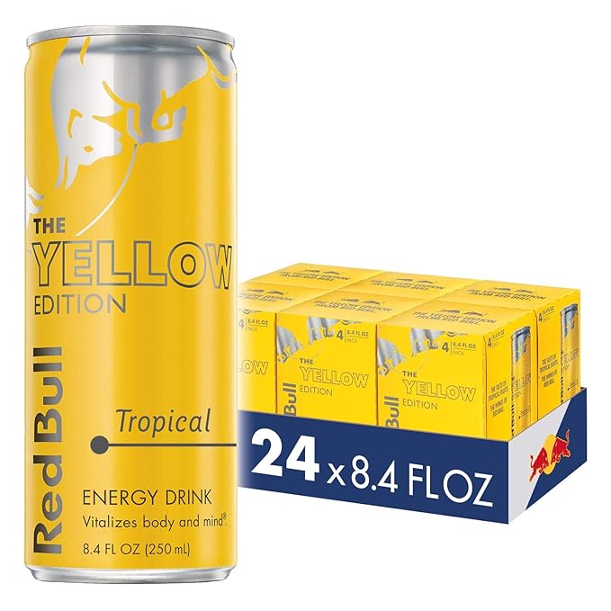Red Bull Red and Yellow Edition Watermelon and Tropical Energy Drink Bundle 8.4 Fl Oz 48 Cans
