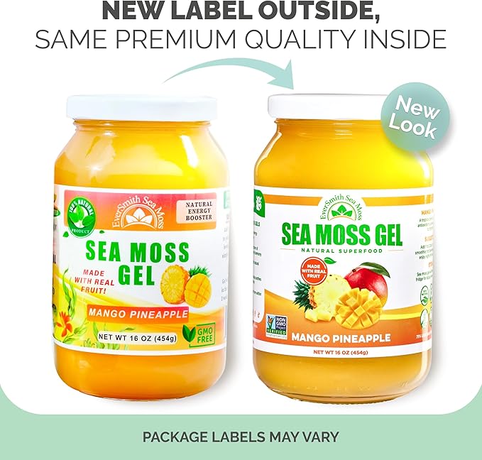 Wildcrafted Irish Sea Moss Gel | Made in USA | Rich in Vitamins &amp Minerals | Sea Moss Gel Raw | Nutritional Supplement | Mango Pineapple (1 Jar)