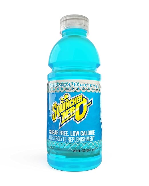 Sqwincher Zero Activity Drink Bottles | Mixed Berry Flavored | Sugar Free | Low Calorie | Low Sodium | Ready-To-Drink | Electrolyte Replenishment Hydration Drink | 20 oz (Case of 24)