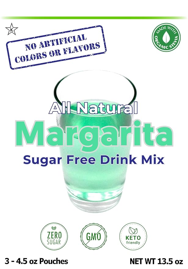 GramZero All Natural Margarita Zero Calorie Sugar Free Drink Mix Great For Nutrition Club Loaded Tea Stevia Sweetened