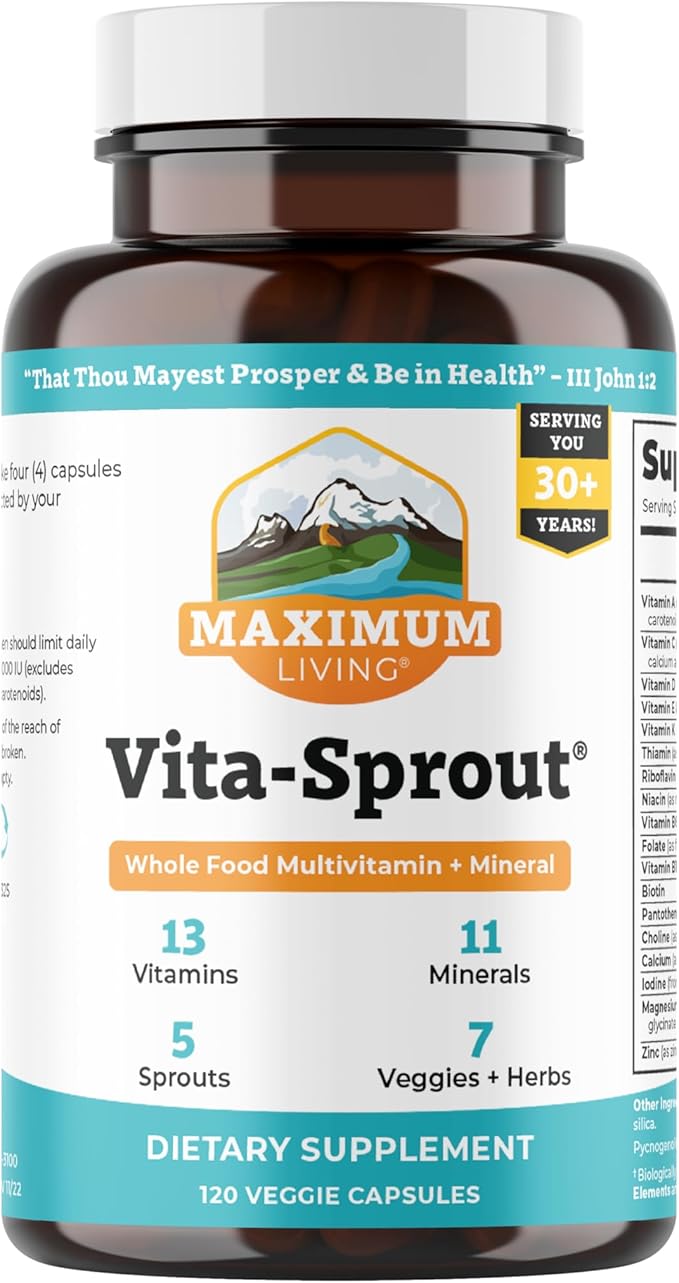 Maximum Living - Vita-Sprout Whole-Food Multivitamin &amp Phytonutrient Blend - 120 Capsules