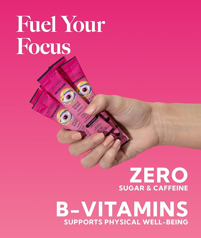 Neutonic Nootropic Focus Blend Powder | Wild Berry 16 Sticks | Caffeine Free Zero Sugar | Support Memory Mental Clarity Cognitive Function | Boost Focus Energy Brain Health