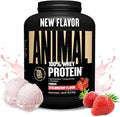 Animal 100% Whey Protein Powder – Whey Blend for Pre or Post Workout Recovery Anytime Low Sugar Protein Boost Meal Replacement with BCAA Branched Chain Amino Acids – New Flavor Strawberry 4 lb