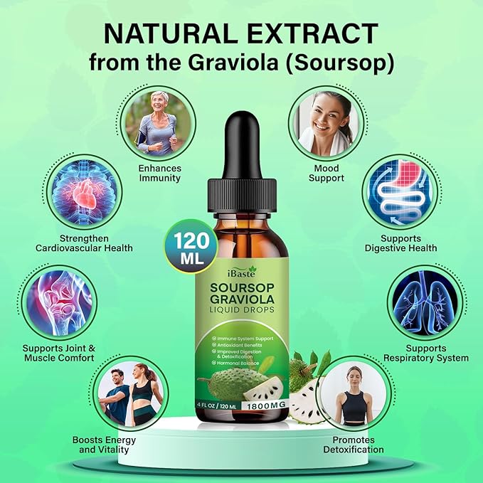 Soursop Bitters Liquid Organic Extract: Soursop Graviola Liquid Drop for Cell Support &amp Regeneration Immune System and Gut Health (2 Fl Oz)