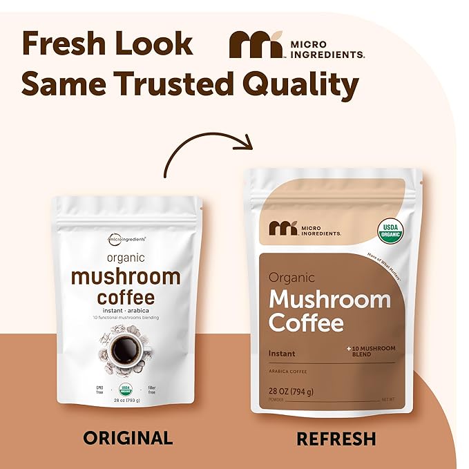 Micro Ingredients Organic Instant 10 in 1 Mushroom Coffee Powder 28 Ounce (317 Servings) | Premium Arabica Coffee with Lion’s Mane Chaga Reishi &amp More