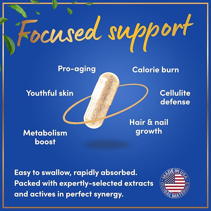 Thermogenic Multi Collagen Burn Capsules - Hydrolyzed Multi Collagen Complex Types I II III V X Marine Collagen Hyaluronic Acid - Beauty and Anti-Aging Supplement for Women and Men - 180 Pills