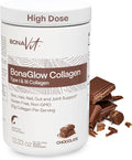 Collagen Peptides - Type I &amp III - Premium Hydrolyzed Collagen Powder - with Digestive Enzymes &amp Probiotics - High Dosis of Collagen &amp Protein - 14 Servings - BonaGlow Chocolate