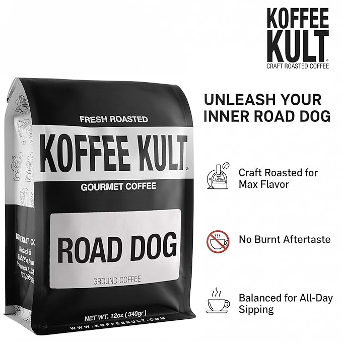 Koffee Kult Road Dog Dark Roast Coffee (ground coffee12oz)