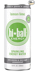 Hiball Energy Sparkling Water Lemon Lime 8.4 Ounce (Pack of 24)
