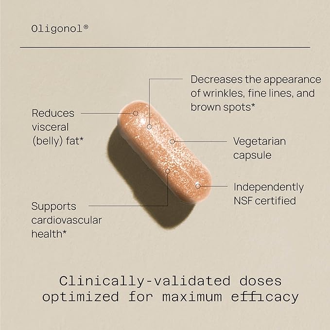 Quality of Life Oligonol Premium Anti Aging Supplement - Promotes Cardiovascular Health Circulation &amp Youth Includes Antioxidants - Lychee Fruit Extract - 30 Vegicaps