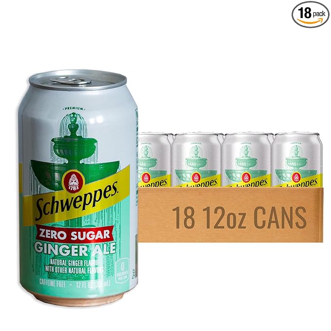 Schweppes Zero Sugar Ginger Ale - Refreshing Crisp Delicious - 18 12oz Cans