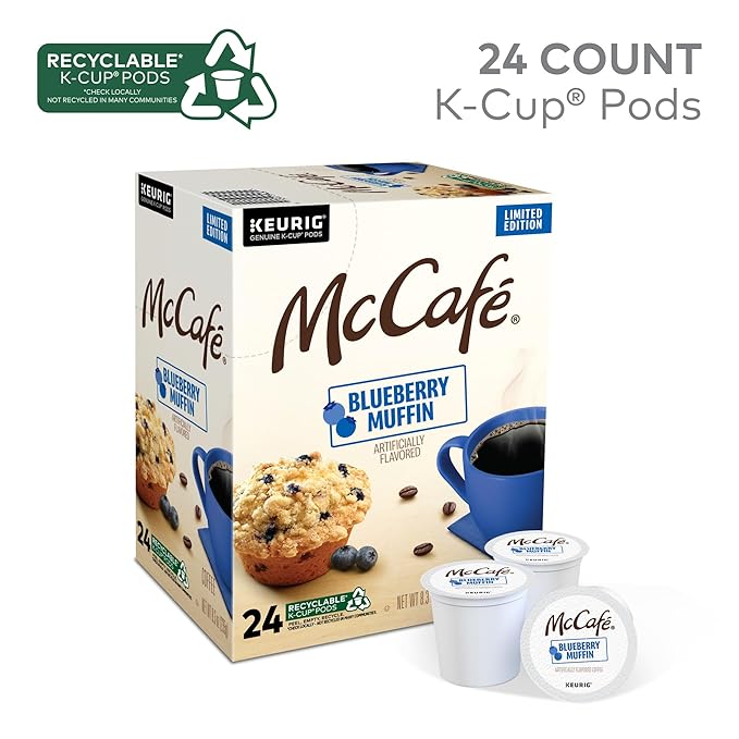 McCafe Blueberry Muffin Coffee Keurig Single Serve K-Cup Pods 24 Count