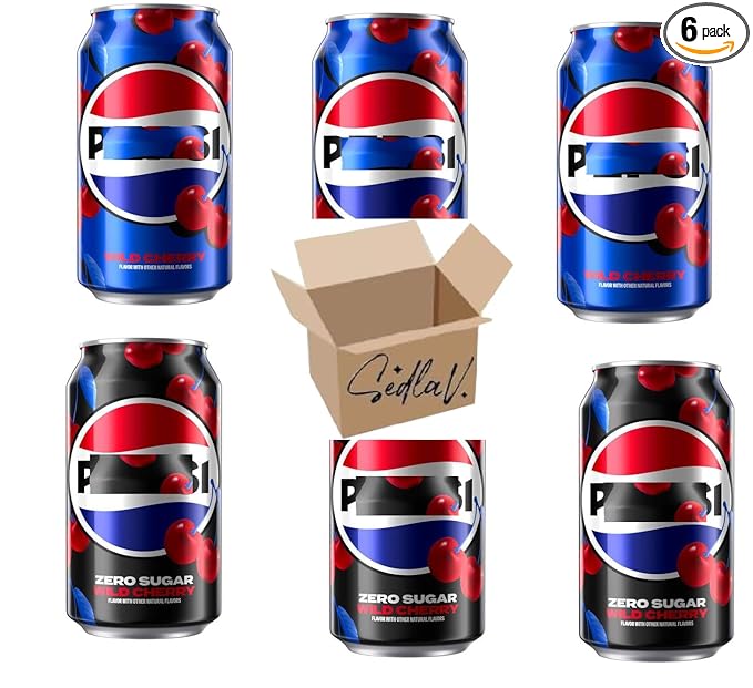 SEDLAV 12oz Wild Cherry Soda Pop Cola Can &amp Zero Sugar Wild Cherry Soda 12oz Variety Pack Soda Pop Drinks (12 Pack)