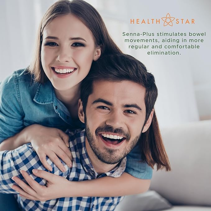 Health Star Senna Plus Laxative &amp Stool Softener Tablets 50mg / 8.6mg Strength Natural Vegetable Stimulant Laxative| Gentle Constipation Relief| Docusate Sodium for Bowel Movement (1000 Tablets