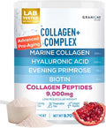 Marine Collagen Powder Supplement - Type I Hydrolyzed Marine Collagen Peptides Protein Biotin Hyaluronic Acid Vitamin C Vital Antioxidants - Skin Supplements for Women - Pomegranate 9.7oz