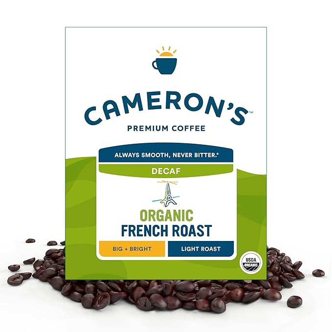 Cameron's Coffee Roasted Whole Bean Coffee Organic Decaf French Roast 4 Pound